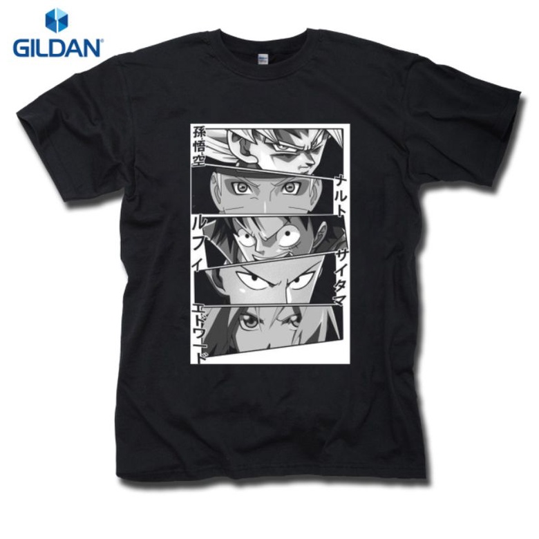 GILDAN Áo thun nam tay ngắn cổ tròn in hình nhân vật anime naruto cá tính