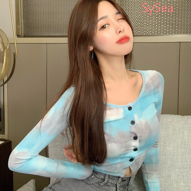 Áo Croptop Dệt Kim Tay Dài Thời Trang Mùa Hè Cho Phái Nữ