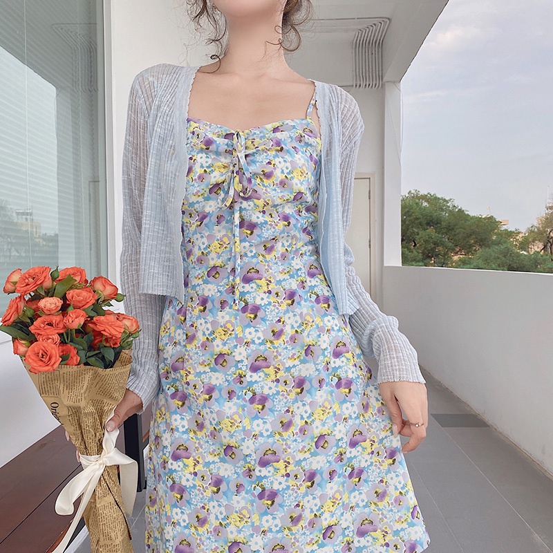 「HOME5」 Áo khoác cardigan dệt kim chống nắng thời trang mùa hè