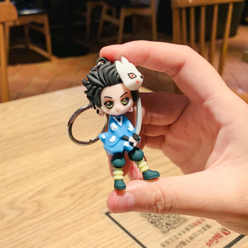 Móc khoá treo ô tô cặp balo mặt Ghost killing blade đơn giản