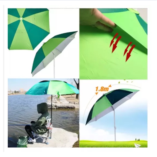 Ô Câu Cá Ô Dù Che Nắng Mưa Hình Xanh Dọc Dưa,giọt nước 1.8m Siêu Bền Đẹp