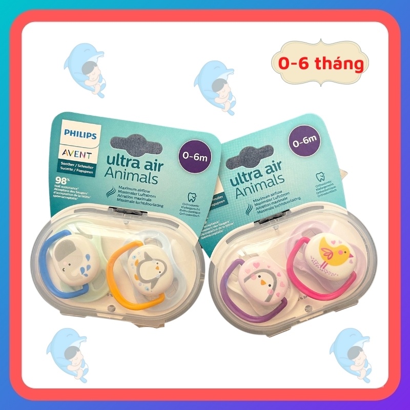 Ti Giả/Ty Ngậm Philips Avent Ultra Air Phiên Bản Hoạt Hình Mới Nhất Giúp Trấn An Tự Ngủ Chỉnh Nha Thông Khí