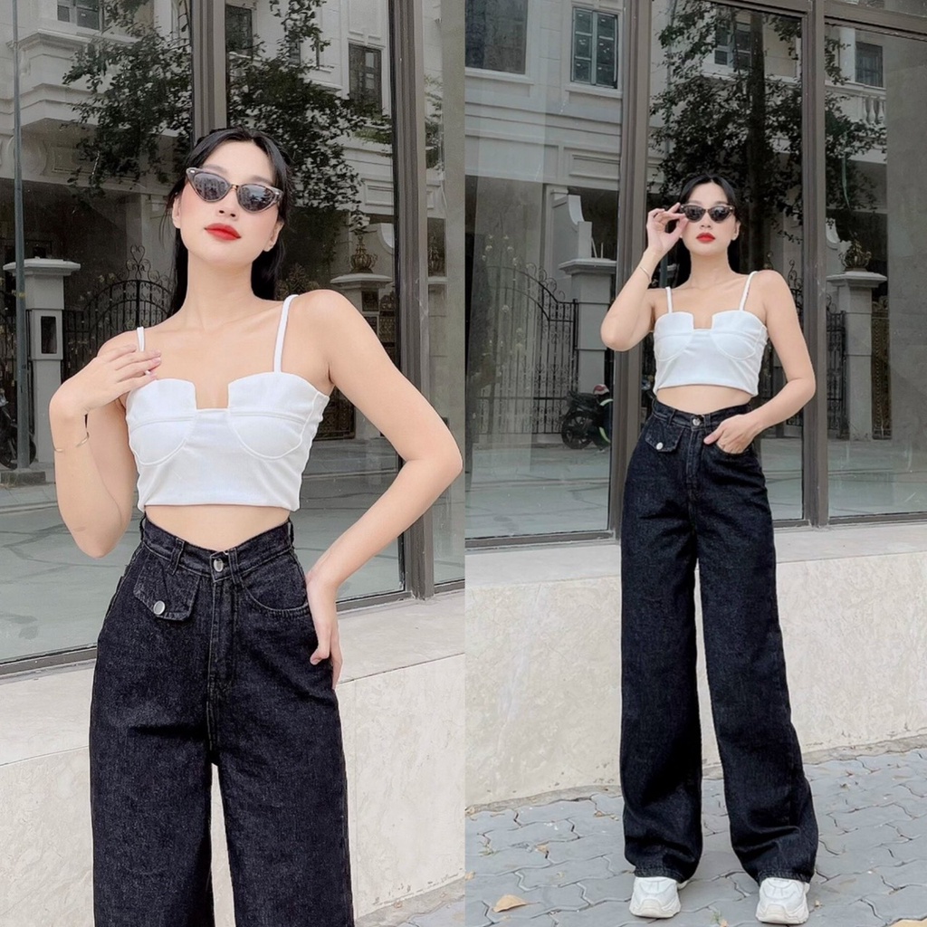 Quần Jeans Nữ Ống Suông Form Rộng Ulzzang Emilyshop