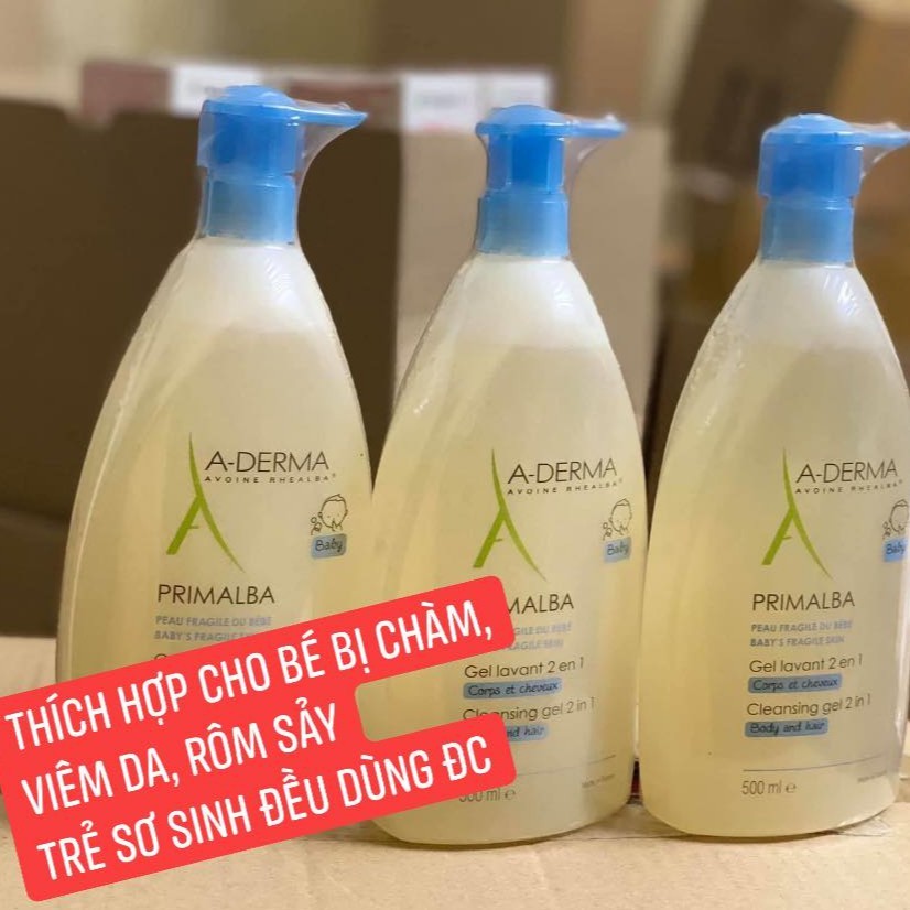 MẪU MỚI - Sữa Tắm Giảm Rôm Sảy, Viêm Da Cơ Địa, Chàm, Rôm Sẩy Cho Trẻ Từ Sơ Sinh Aderma Primalba Baby Pháp 500ML