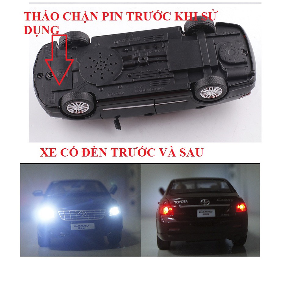 Đồ chơi trẻ em xe ô tô mô hình Camry 2.4 bằng sắt chạy cót có âm thanh và đèn tỉ lệ 1:32