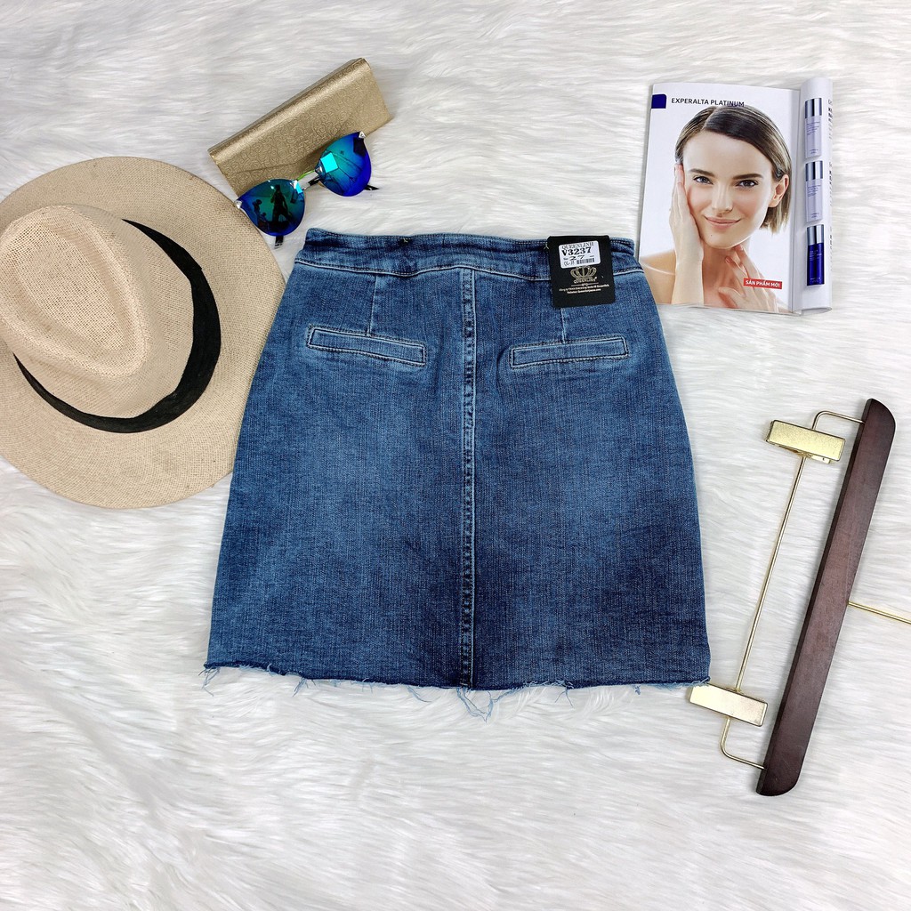[HÀNG CAO CẤP] Chân váy jean nữ xanh lưng cao V3237/ tua rua [MPVC] | BigBuy360 - bigbuy360.vn