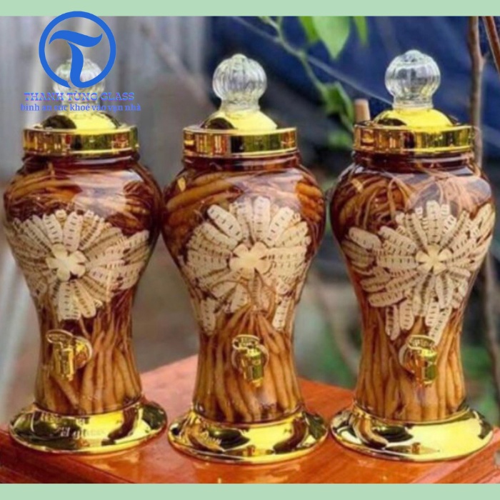 Bình ngâm rượu sâm thủy tinh  Phú Hoà 3 lít có van và không van