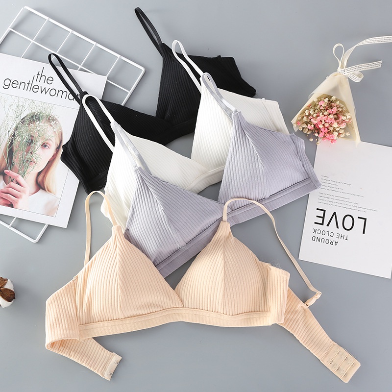 Áo lót ngực cotton thun co dãn siêu mát mùa hè NuciFera_AL12 với cup ngực tam giác trẻ trung