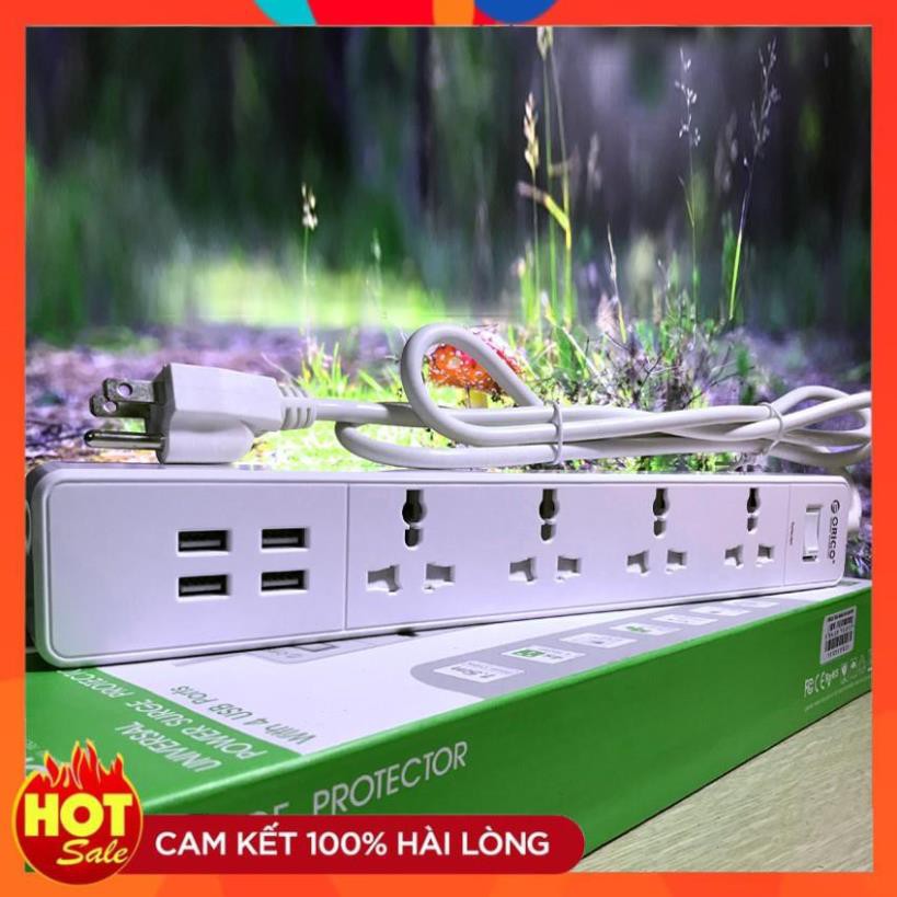 [Chính Hãng] Ổ cắm điện Orico chống sốc, 3200w, Kèm 4 cổng sạc USB 2,4A - OSC-4A4U