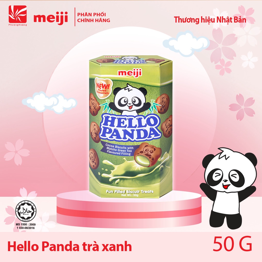 Bánh Gấu Hello Panda Socola/Dâu/Sữa/2 Socola/Trà Xanh Meiji Chocolate/Strawberry/Milk/2 chocolate/Matcha 50g Nhật Bản