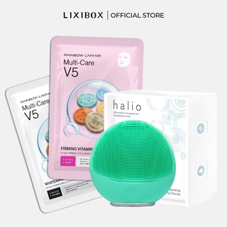 Combo máy rửa mặt da nhạy cảm Halio Sensitive Xanh mint & 2 mặt nạ Lixibox