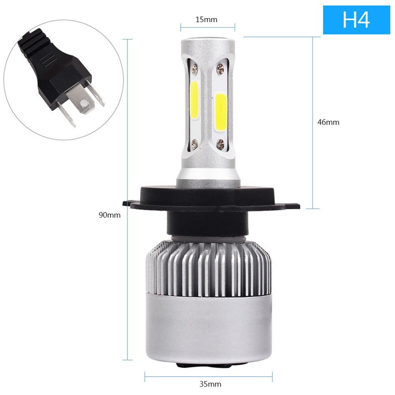 Bộ 2 đèn pha xe ô tô S2 H4 công suất 72W 8000LM