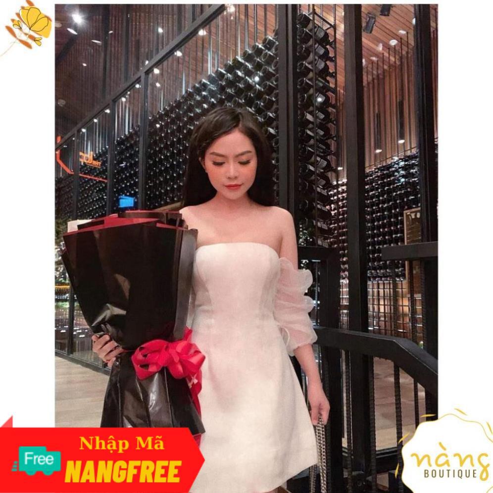 Váy Nữ Đẹp 💖FREESHIP💖 Đầm Trễ Vai Cúp Ngực Phối Tay Lưới Phồng [Mẫu Mới 2021]