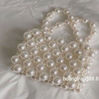 Túi xách tay kết hạt cườm giả ngọc trai handmade thời trang