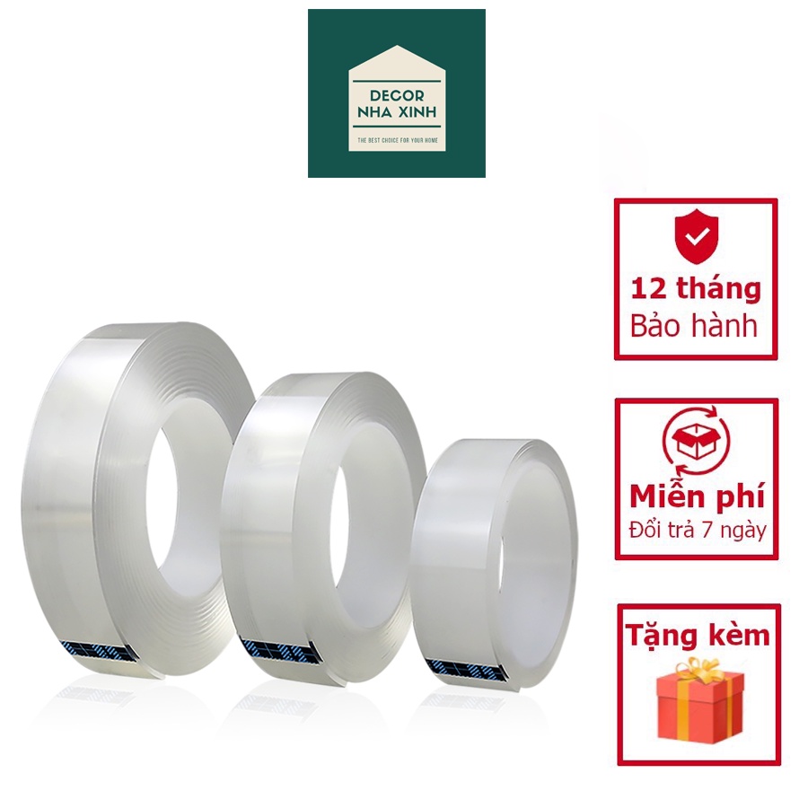 3-5 mét Băng Dính Trong Suốt 2 Mặt SIÊU DÍNH - Băng Keo Nano Đa Năng Chịu Nhiệt Cao, Dán Trên Mọi Bề Mặt, Chịu Lực Nặng