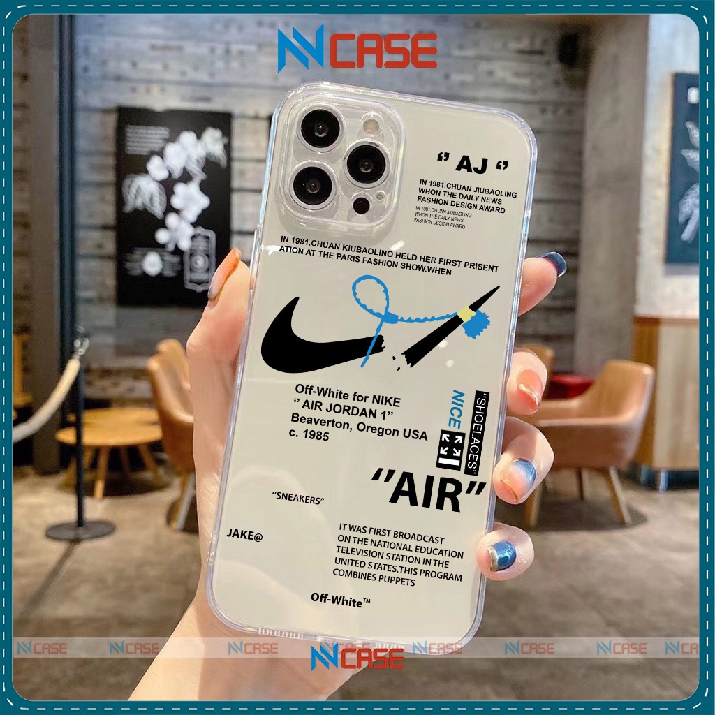 Ốp lưng iPhone Nike Chống sốc cạnh viền vuông silicon dẻo trong suốt iphone 6/6s/7/8/X/XS/Xr/11/12/13 Pro Plus Max
