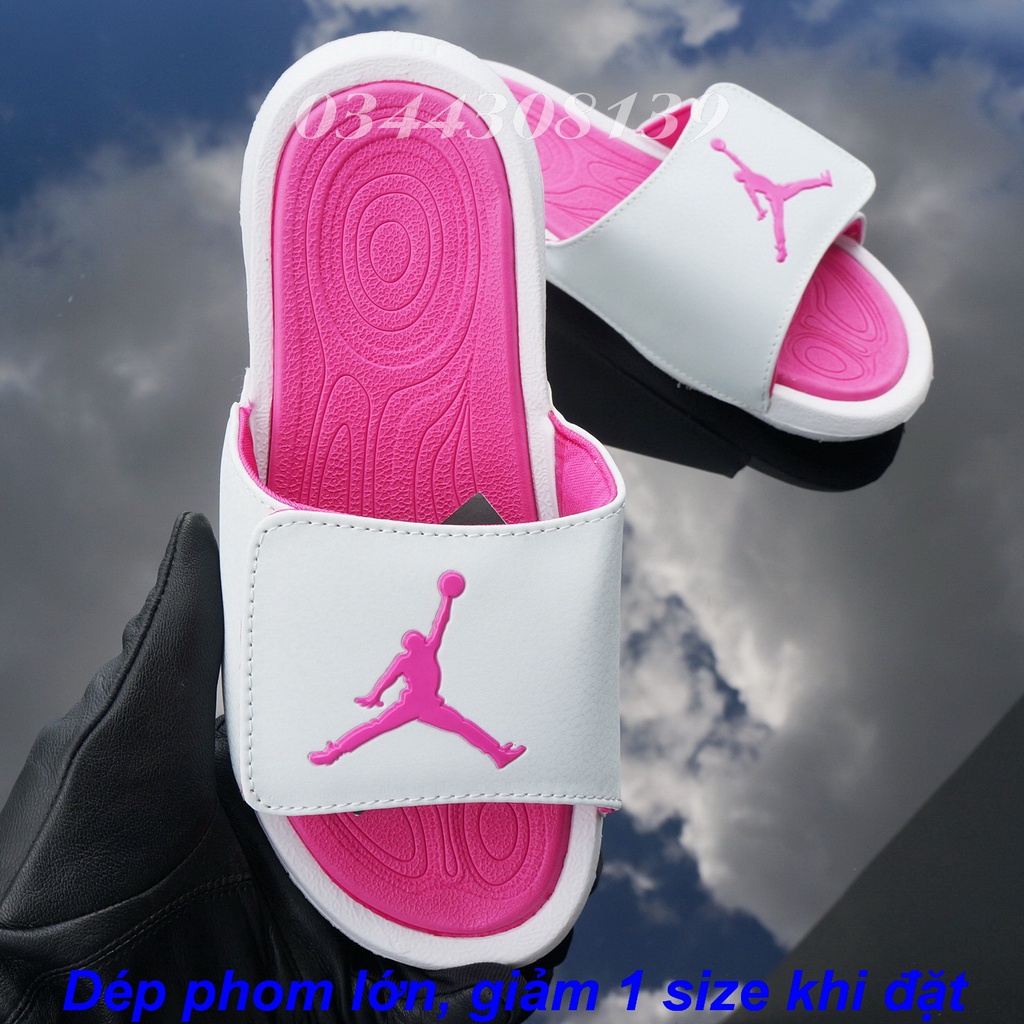 Dép Jordan bóng rổ JD trắng hồng nam nữ hot trend VNXK đầy đủ tem tag hộp hãng loại 1 quai ngang xé dán. nhuthuyshoes