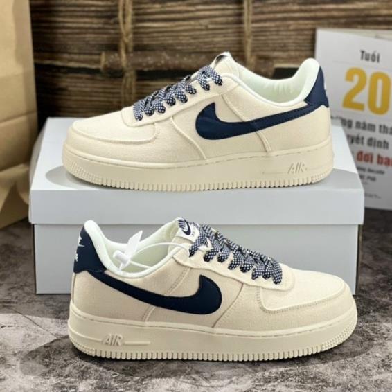 Giày AF1 Canvas Navy, Giày thể thao Air Force 1 Vải Vệt Xanh Chuẩn Form Êm Chân Bản đẹp 2022 Full box bill Tặng Tất