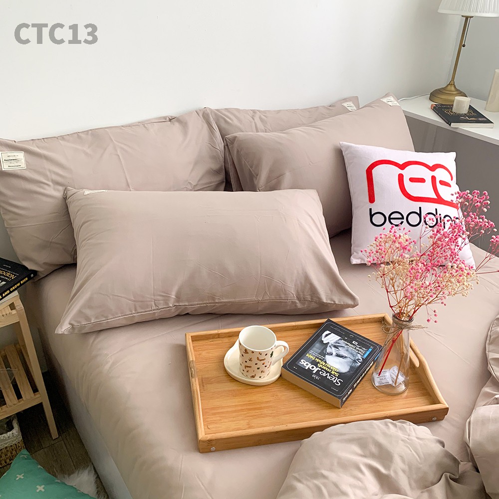 Bộ chăn ga gối Cotton TC REE Bedding CTC13 màu beige đủ size giường nệm