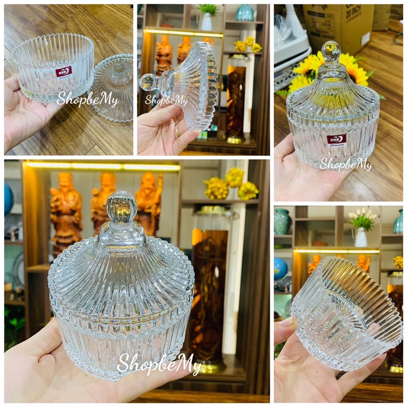 THỐ MỨT thủy tinh   🥑 FREE SHIP🥑 Hũ đựng mứt , bánh kẹo thủy tinh vân kim cương sang trọng