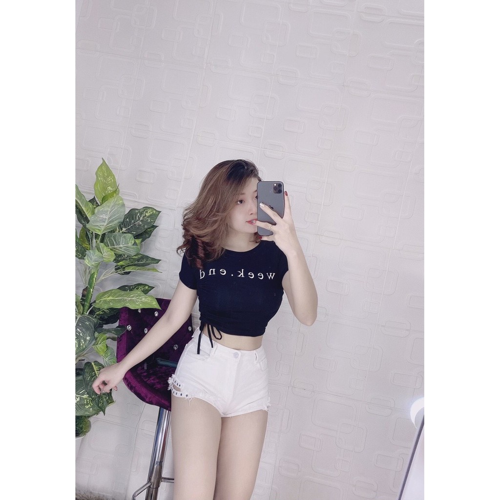 Áo thun bozip weekend rút dây bên xinh xinh