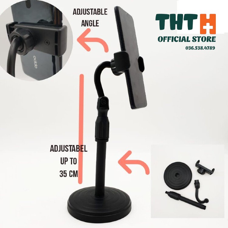 Giá đỡ điện thoại đa năng, kẹp điện thoại xoay 360 độ để bàn siêu tiện lợi  THTOFFICIAL