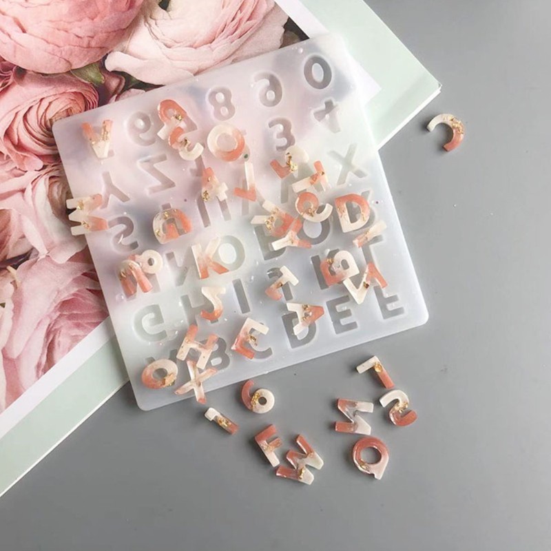 Khuôn Silicon Làm Trang Sức Thủ Công DIY Tạo Hình Chữ Cái Tiếng Anh Và Chữ Số Từ Epoxy Resin