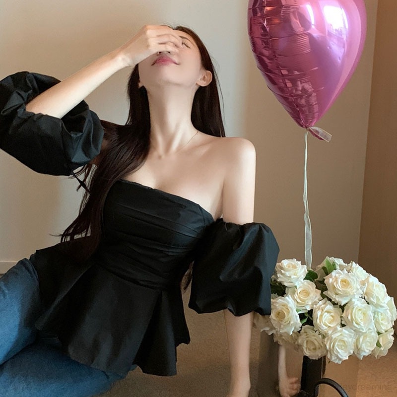 Áo Nữ Trễ Vai Ngắn Tay Thời Trang Hàn Quốc Quyến Rũ