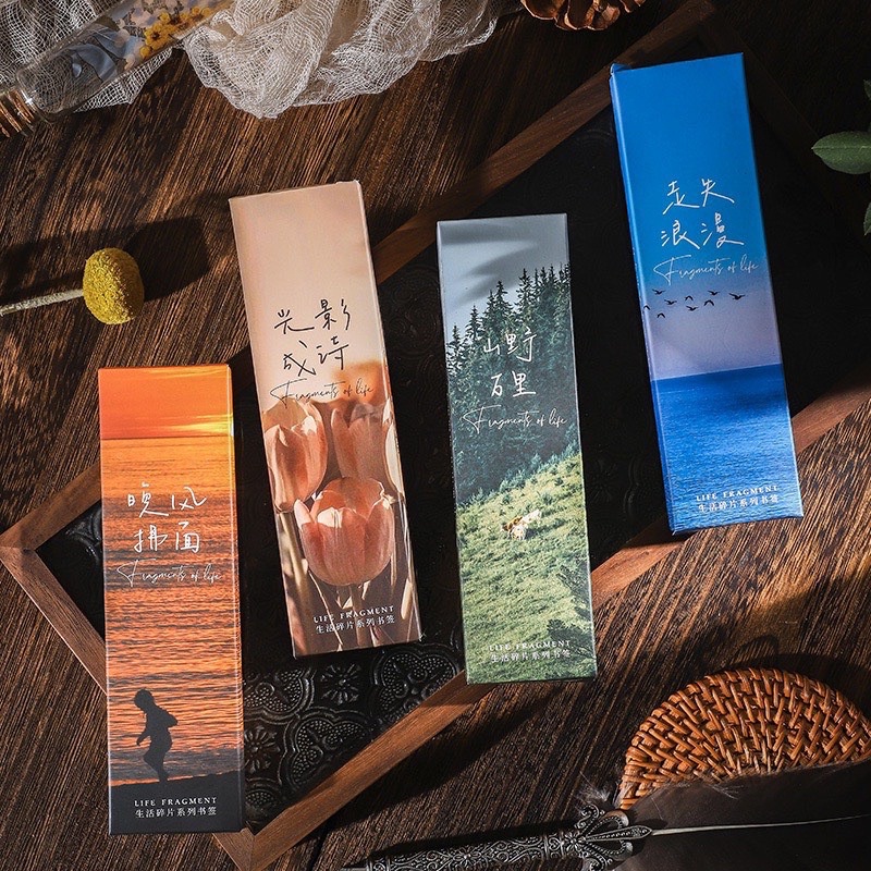 Bookmark kẹp sách giấy cứng hoạ tiết phong cảnh thiên nhiên
