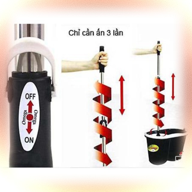 HOT'' Bộ Thân Cây Lau Nhà và Bông Lau Omega Mop 360 Độ MỚI RẺ