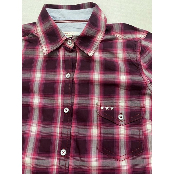 Áo sơ mi tay dài vải kate kẻ caro túi đính sao Nino.maxx  - Thanh lý vnxk