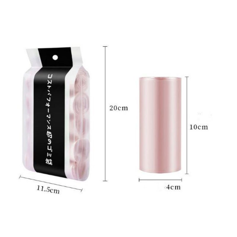 Set 5 cuộn túi rác tự phân hủy mẫu mới công nghệ Nhật Bản size 45x50cm Set 5 cuộn 100 túi rác dùng một lần tiện dụng cho