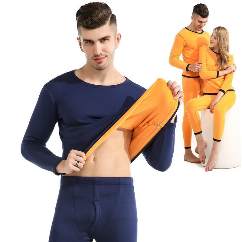 Bộ quần áo lót nhung cotton dày dặn giữ ấm thời trang mùa thu cho nam nữ