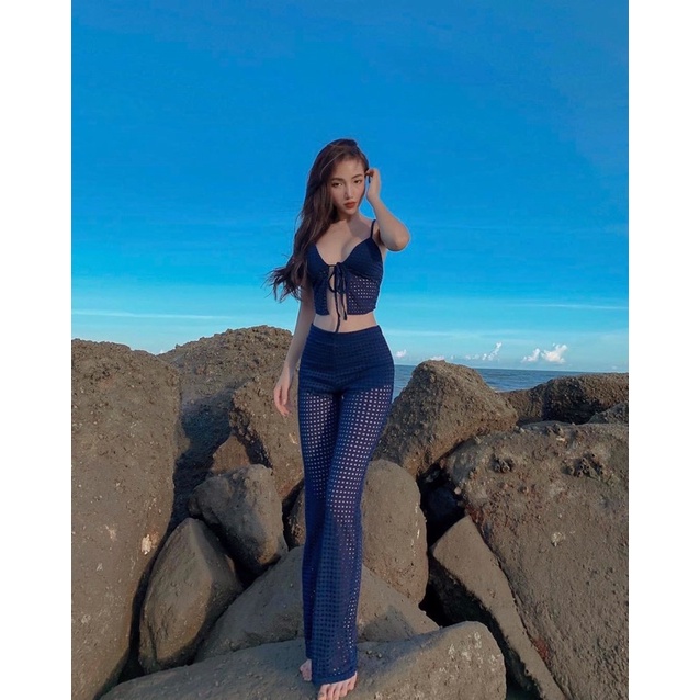 Áo croptop 2 dây ren cột ngực yn