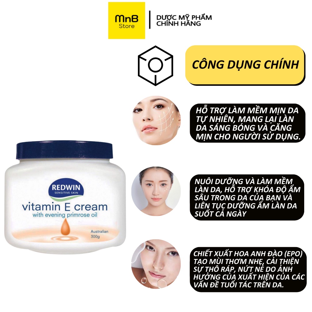 Kem dưỡng ẩm toàn thân Redwin Vitamin E Cream, kem nẻ vitamin E 300g
