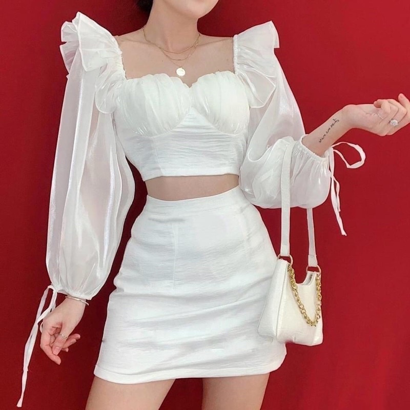 SET ÁO VÁY TRẮNG ĐI CHƠI, ĐI TIỆC CỰC XINH