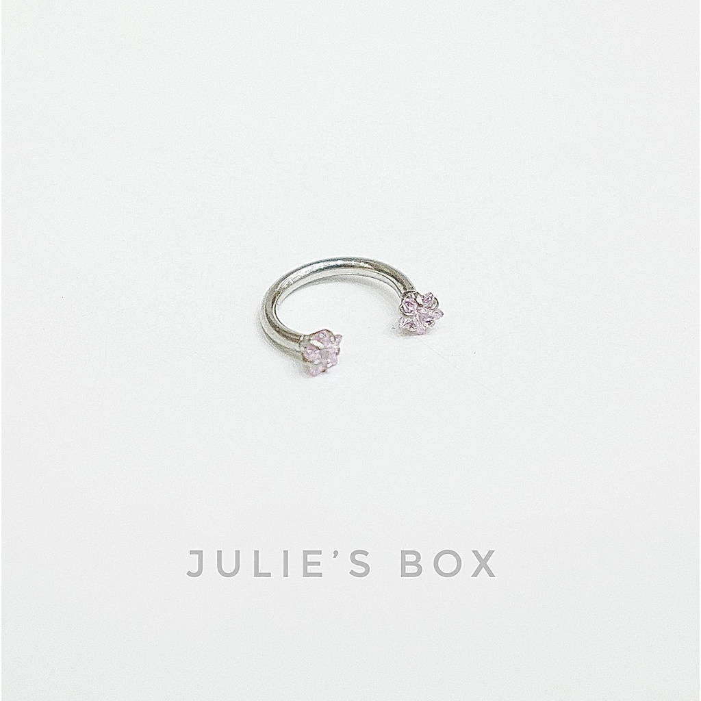 [1 Chiếc] Khuyên Tai Bông Tai Chữ U 2 Đầu Đá Ngôi Sao Màu Hồng Thép Y Tế Titan Thép Không Gỉ Cá Tính Phong Cách Nam Nữ