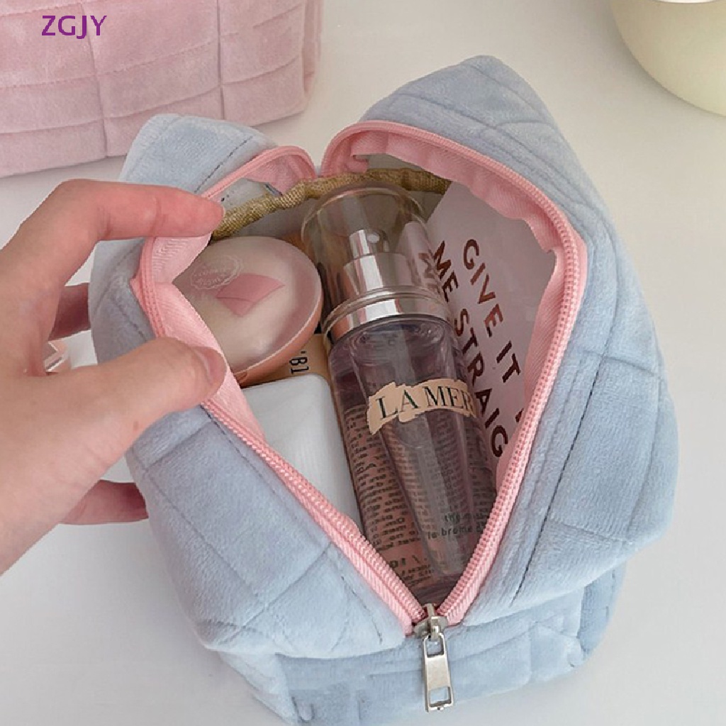 1 Túi Đựng Mỹ Phẩm / Đồ Trang Điểm Cỡ Lớn Màu Trơn Có Khóa Kéo Tiện Dụng Cho Nữ Mới