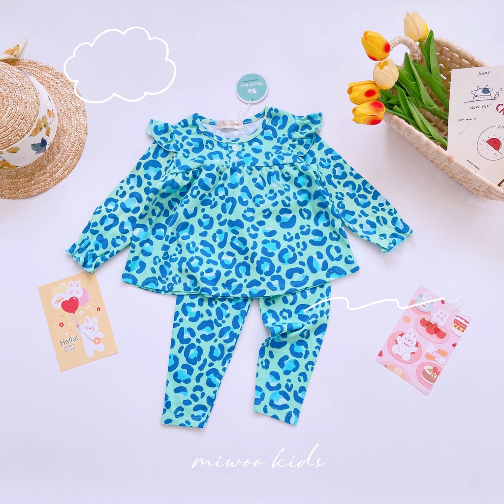 Bộ thun cotton dài tay phối cánh tiên Miwoo kids BABYDOLL họa tiết siêu dễ thương cho bé gái bảng 5
