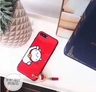 Ốp iphone Mèo Đỏ may mắn kèm Tua rua 