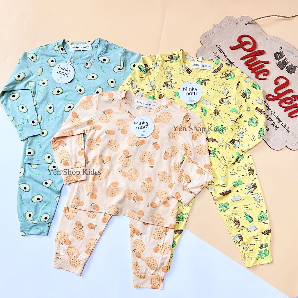 Sale !!! Bộ Dài Tay Minky Mom Chất Thun Lạnh Họa Tiết Hoa Quả Bơ Cho Bé (7-19kg) (1282) | WebRaoVat - webraovat.net.vn