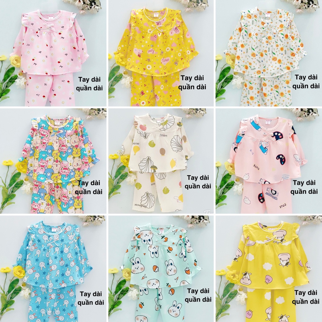 [Bé 9-37kg] Bộ TOLE, LANH TAY DÀI QUẦN DÀI BE GÁI - chất vải tole, lanh 2 da mềm, mịn không co rút [ Hàng đẹp loại 1]