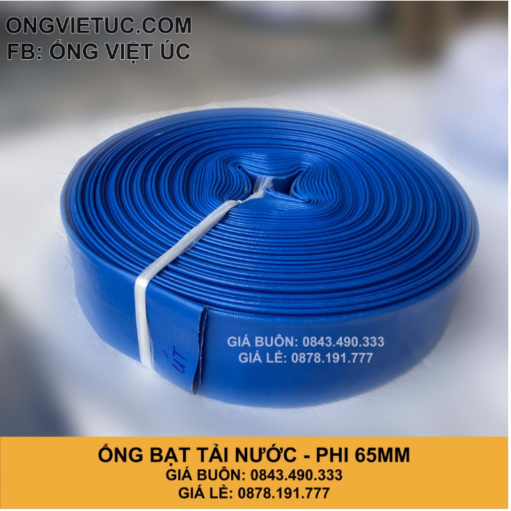 Ống bạt bơm tải nước Việt Úc Phi 60mm  - Cuộn 20m - bạt cốt dù - bạt xanh - hàng chính hãng AHT