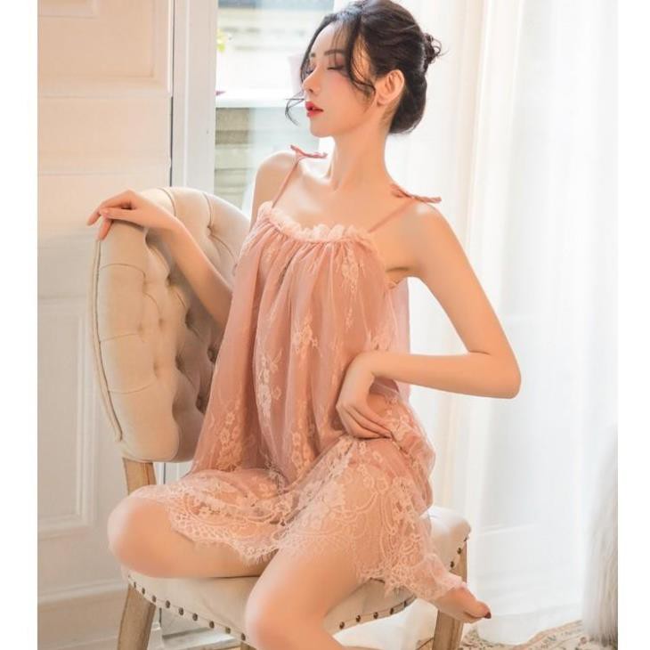 [Siêu Phẩm - Sang Đẹp] ♥Ảnh Thật♥4 màu Váy Ngủ Xuyên Thấu B1023 Đầm Công Chúa Voan Ren Cao Cấp Quảng Châu ་