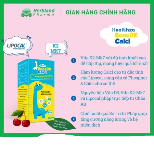 Thực phẩm bảo vệ sức khỏe Healthza BoneDK Calci bổ sung Calci cho bé