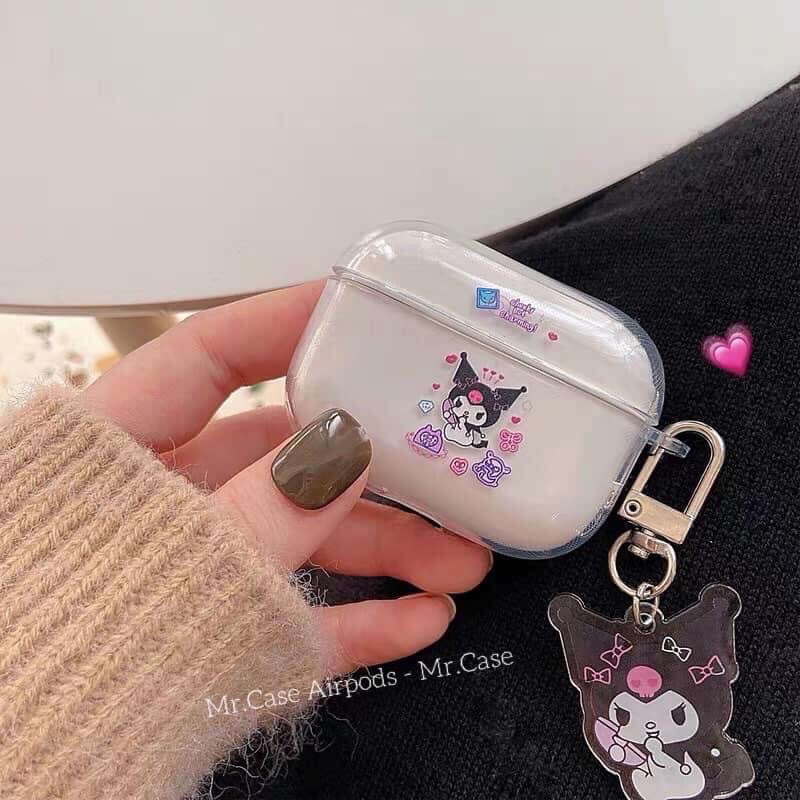 Case Airpods 1/2 /Pro Vỏ Ốp Tai Nghe Hình Hoạt Hình Kuromi  Kèm Móc - Mr.Case AirPods