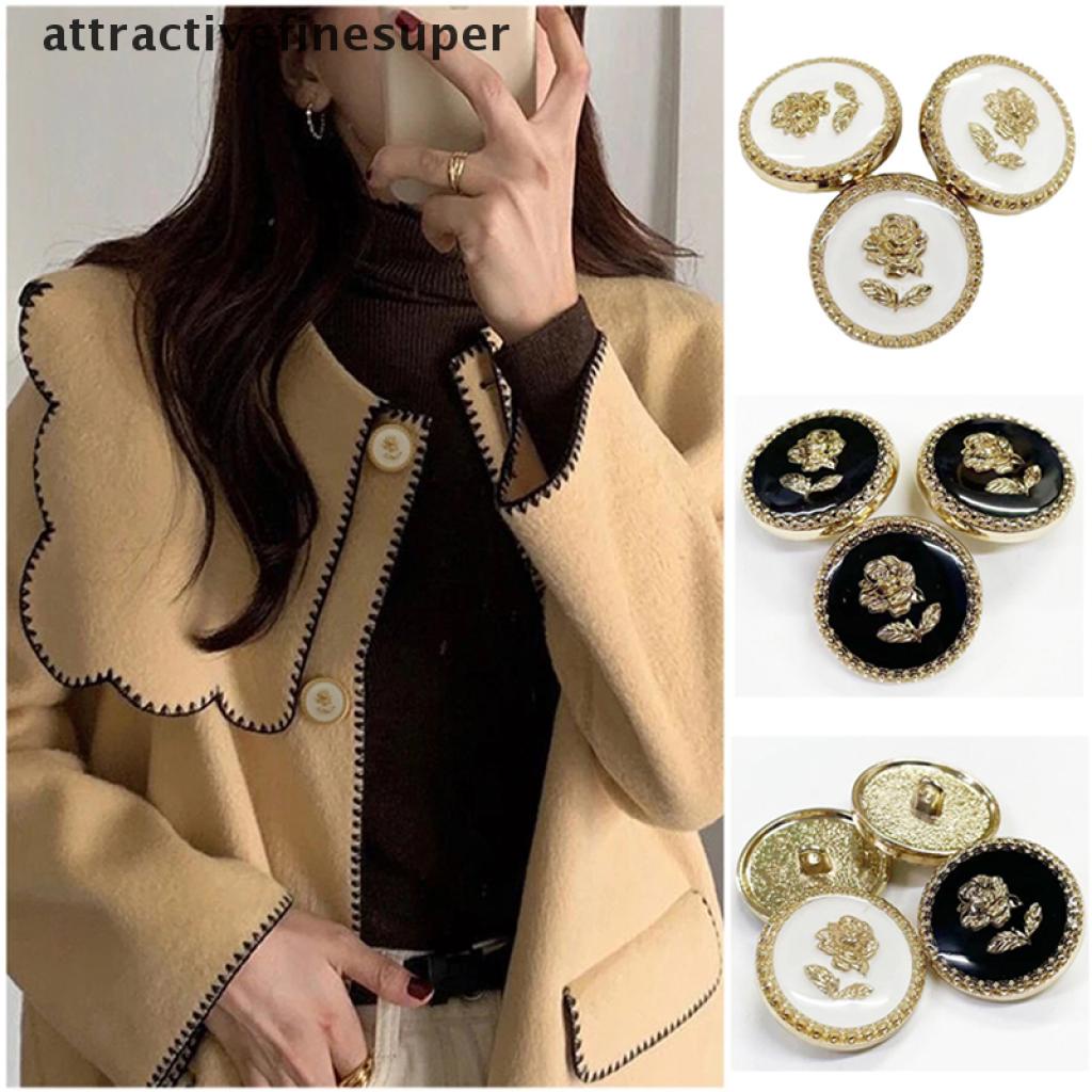 Bộ 6 Nút Áo Hình Hoa Hồng Bằng Kim Loại Dành Cho Nữ
