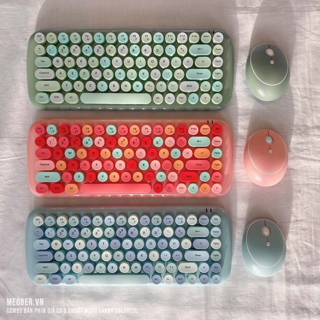 [TẶNG LÓT CHUỘT] Bộ bàn phím cute không dây giả cơ & chuột MOFii Candy Colorful (5 Màu)