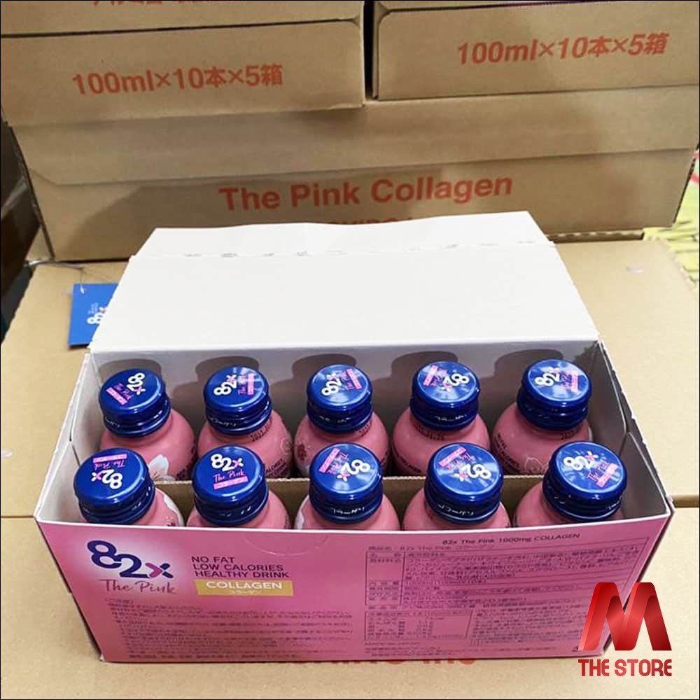 Nước Uống The Pink Collagen 82X Nhật Bản (Hộp 10 Chai 100ml) | Thế Giới Skin Care