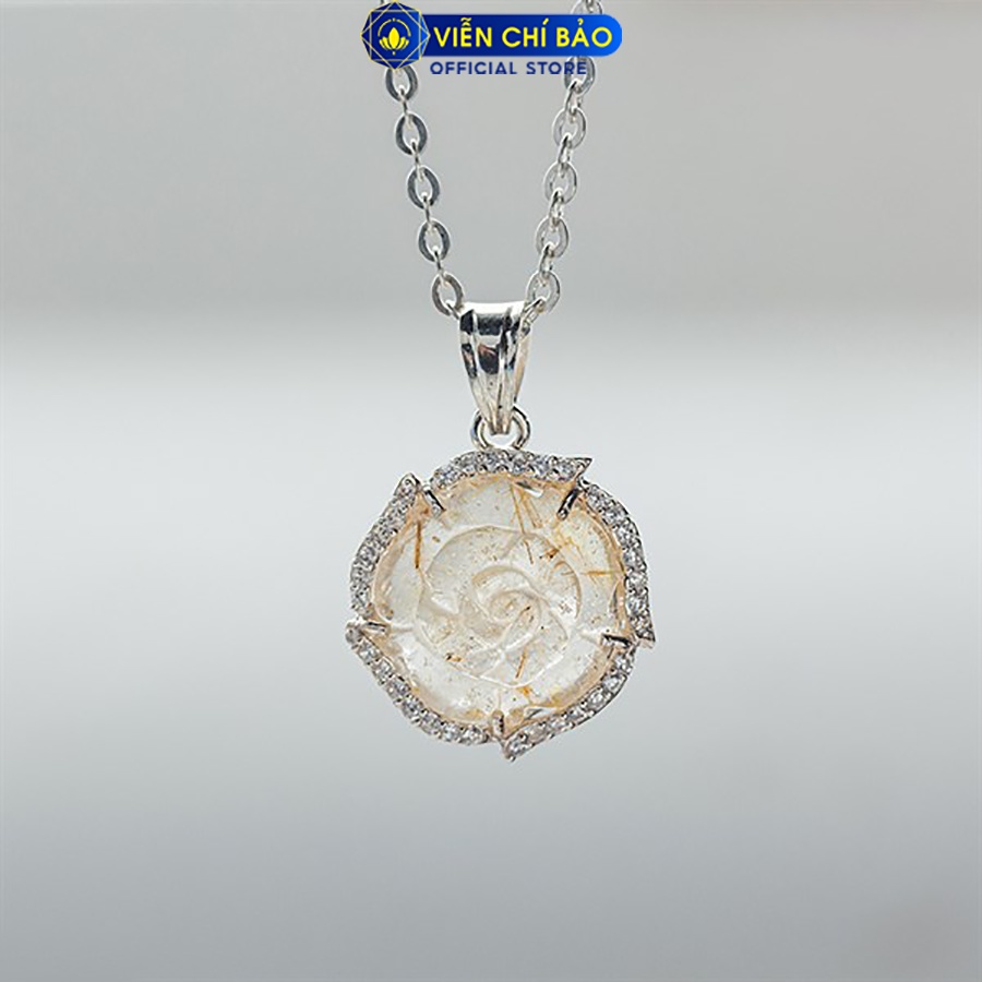 Mặt dây chuyền hoa mẫu đơn đá  tóc vàng - chất liệu bạc 925 thời trang phụ kiện trang sức Viễn Chí Bảo M600055